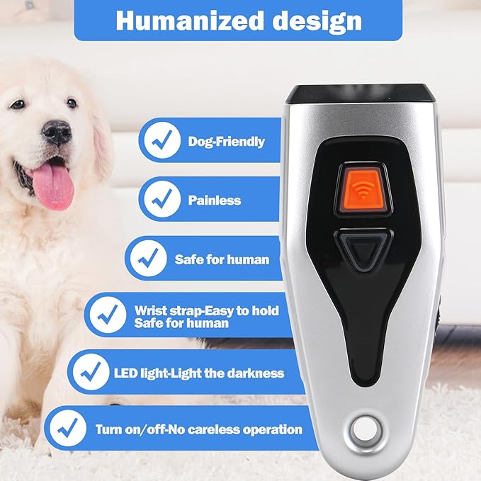 AFFLAT Anti Barking Device with Training/Deterrent Modes,Anti Barking Device Ultrasonic Dog Barking Deterrent with LED Flashlight,Portable Indoor & Outdoor,Dog Training & Behavior Aids