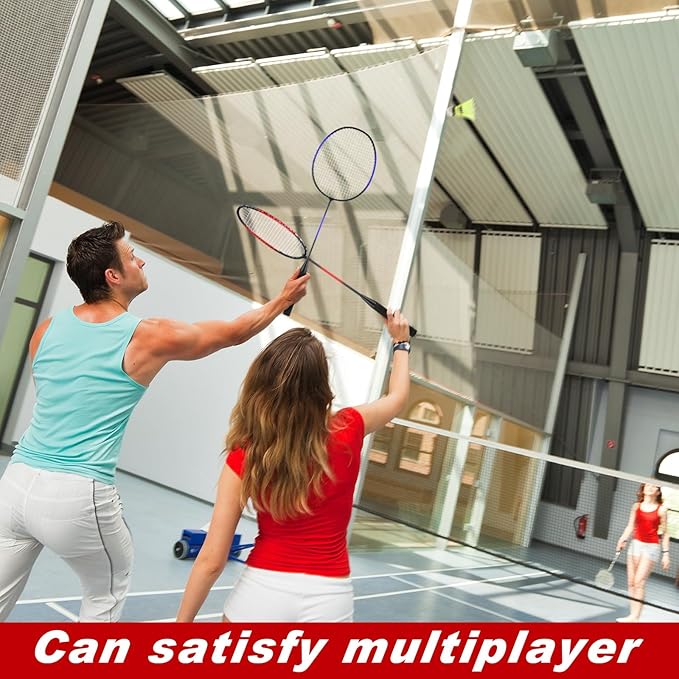 12 Pack Badminton Rackets Set Including Badminton Racquets, Nylon Shuttlecocks and Carry Bag for Outdoor Backyard Games Beginners