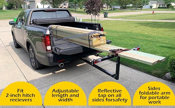MaxxHaul 70229 Pick-Up Truck Bed Extender - 350 lb Capacity For Ladder, Rack, Canoe, Kayak, Long Pipes and Lumber , Black, 53.2 x 17.2 x 2.5 inches
