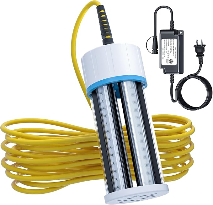 水中集魚灯、110V & 12V 超高輝度グリーンLED水中ライト ドック、ボート、カヤック用、IP68防水 淡水・海水対応 (9mケーブル)