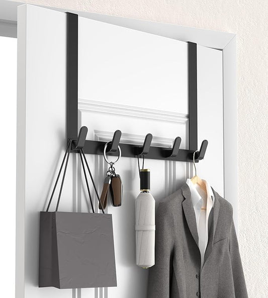 KitchLife Long Over The Door Hooks Hanger with 15.75" Extended Arms, Fits 1 3/8" Doors, L40U - Bathroom Accessories and Towel Rack Organization - 1 Pack, Matte Black