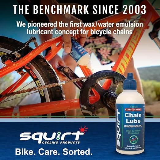 Squirt Chain Lube for Bikes (0.5 Oz, 6 Pack) – Long-Lasting Lubricant for All Bike Chains – All-Weather Dry Bike Chain Lube to Reduce Noise & Chainsuck – Bicycle Tools & Maintenance Aid