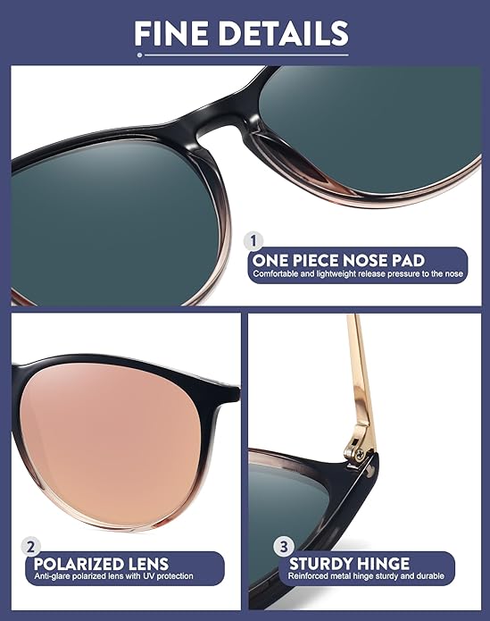 WOWSUN Retro Polarized Sunglasses Womens 2026 Trendy Round Classic Glasses