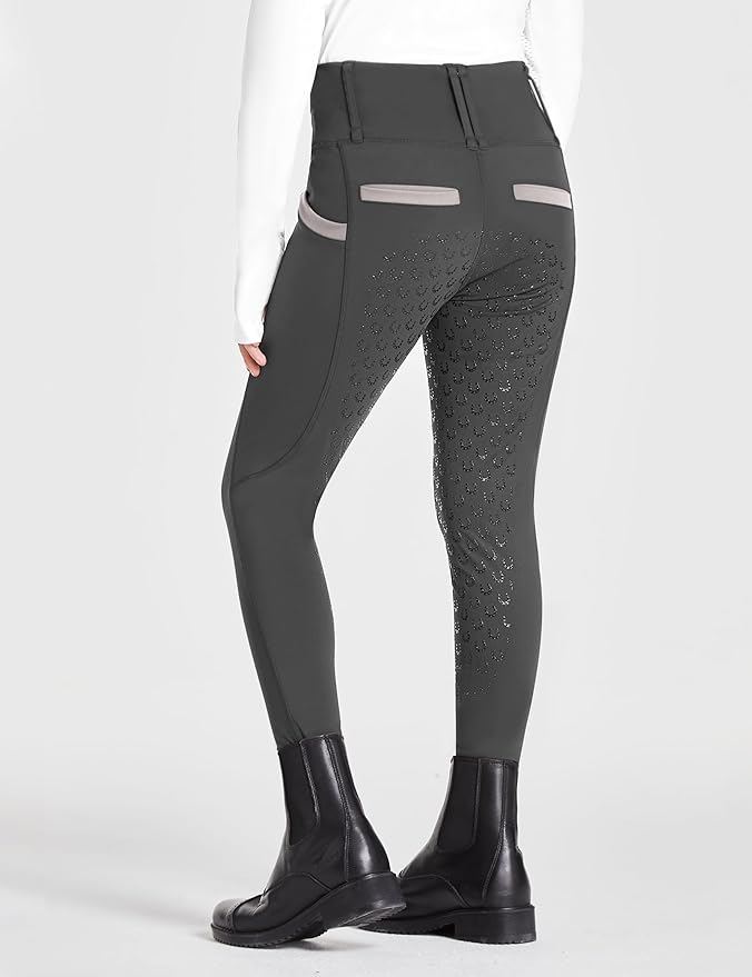 FitsT4 Sports Girls Riding Pants Full Seat High Waist Kids Equestrian Breeches Horse Schooling Tights Zipper Pockets