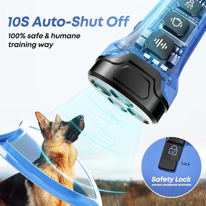 Dog Bark Deterrent Devices - Humane & Effective Training Dog, Stop No More Barking with 3X Ultrasonic Emitters (Blue)