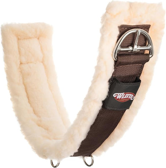 Weaver Equine Super Horse Cinch, Anti-Slip Fleece Lined Saddle Cinch Girth with Flat Buckle, Western Horse Riding Supplies, ‎Brown/Maize