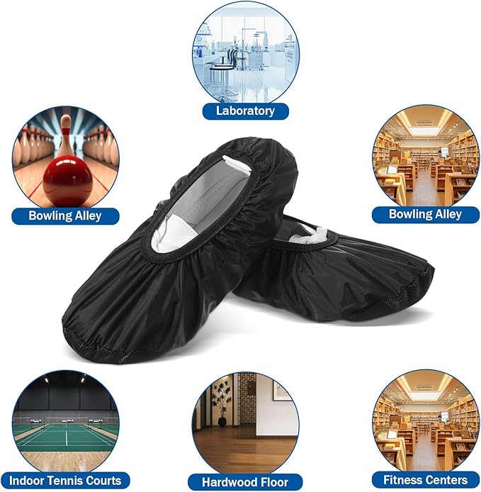 Larrel Black Shoe Covers, Reusable Bowling Shoe Covers Non-Slip Shoes Protector Cover Shoes Cover Protector Accessories for Men Women Sports Supplies Floor Protection
