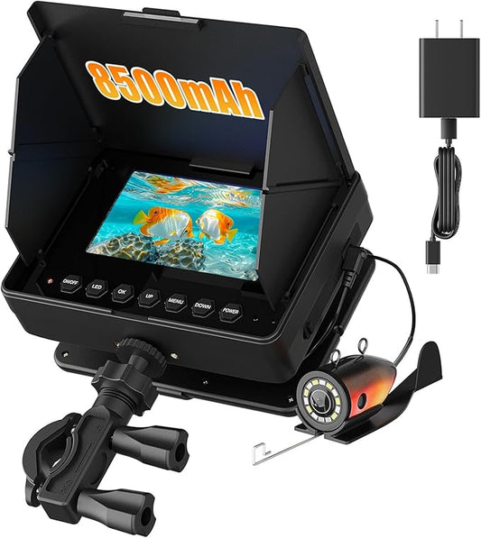 水中釣りカメラ 4.3インチIPS HD 1200TVL 魚群カメラ 50ftケーブル 3倍ズーム 6個の白色LEDと6個の赤外線LED カヤック、海、川に 8500mAhバッテリー ポータブル水中釣りカメラ（使いやすい）