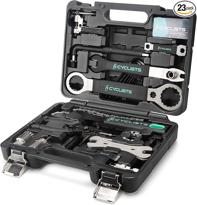 23 Piece Bike Tool Kit - Bicycle Repair Tool Box Compatible - Mountain/Road Bike Maintenance Tool Set with Storage Case