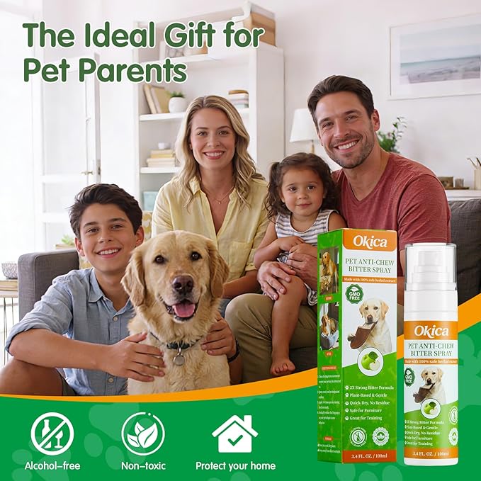 2 Bottles Bitter Apple Spray for Dogs - No Chew Spray for Dogs to Stop Barking Marking and Nibbling - Natural Ingredients Dog Repellent Spray for Furniture and Your Belongings