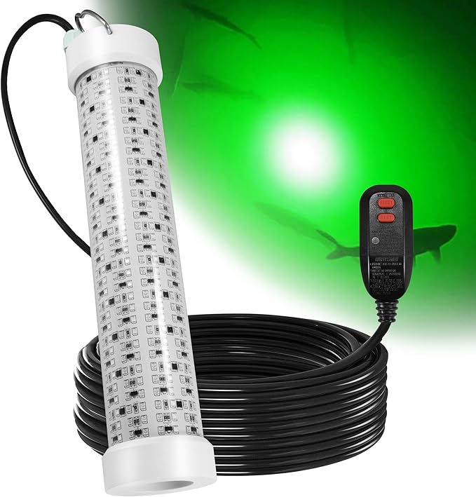 Goldlife 水中集魚灯 400W 40000LM 100フィートケーブル GFCI安全プラグ 明るいグリーンLED 水中ライト 桟橋/ボート/カヤック用 IP69K 淡水・海水対応