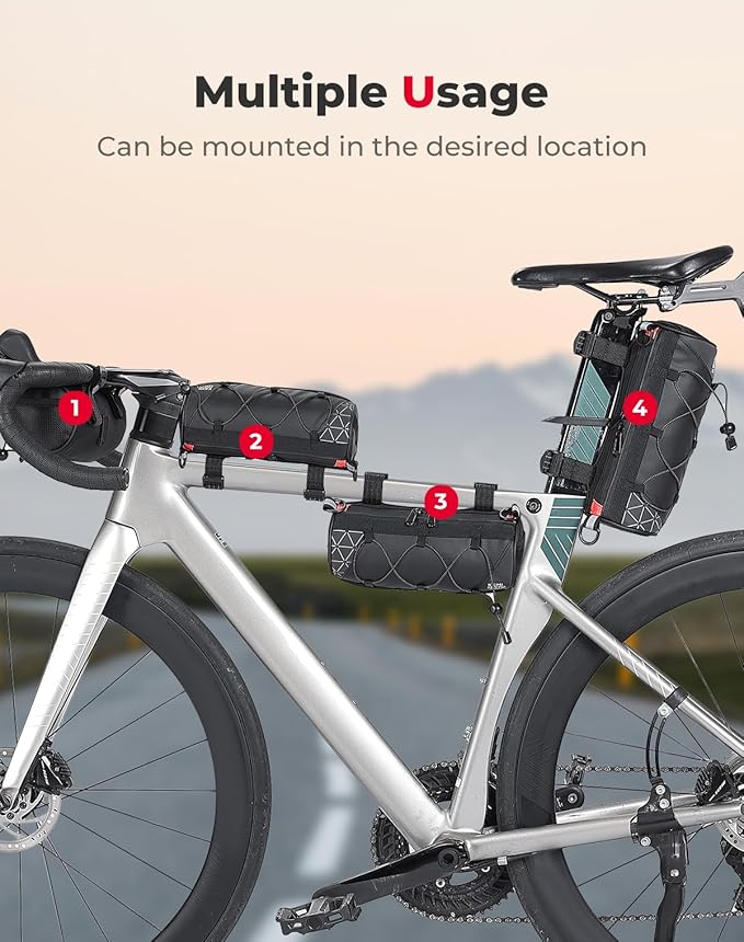 KEMIMOTO Bike Handlebar Bag with Waterproof Rain Cover Front Bike Bag for Bicycles - Water-resistant Dual Zippers for Mountain Road Bike, Cycling Commuter Shoulder Bag Professional Bicycle Accessories