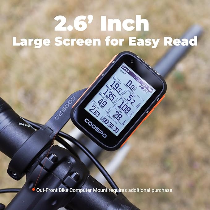COOSPO Bike Computer Wireless GPS, Bike Speedometer with Auto Backlight, Bluetooth ANT Cycling GPS Computer, Bicycle Computer BC200 with Waterproof, Compatible with CooSporide app