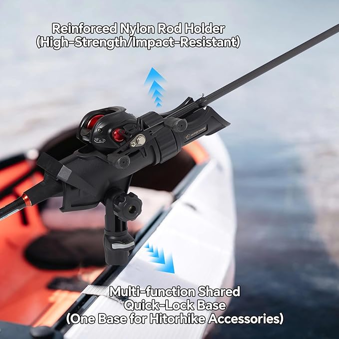 HITORHIKE 釣り竿ホルダー ユニバーサルフィットキット 360度調整可能 カヤック釣り ボートパワーロックロッドホルダー