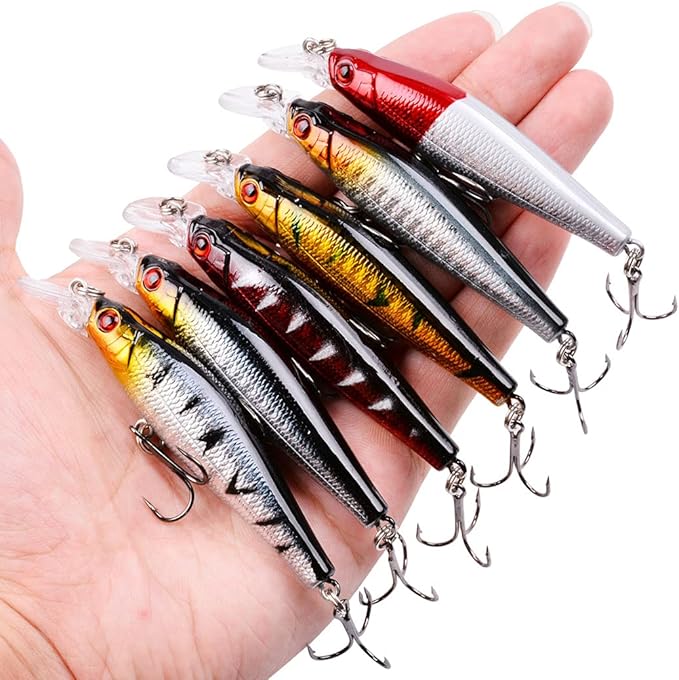 Aorace Fishing Lures Kit Mixed Including Minnow Popper Crank Baits with Hooks for Saltwater Freshwater Trout Bass Salmon Fishing