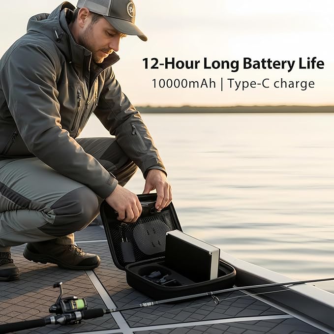 Fish Finder & Underwater Camera: 6'' HD 1080P Waterproof Ice Fishing Camera with Monitor｜Portable Fish Finders for Ice/Lake Fishing｜Depth Finder for Boat/Kayak & Murky Under Water