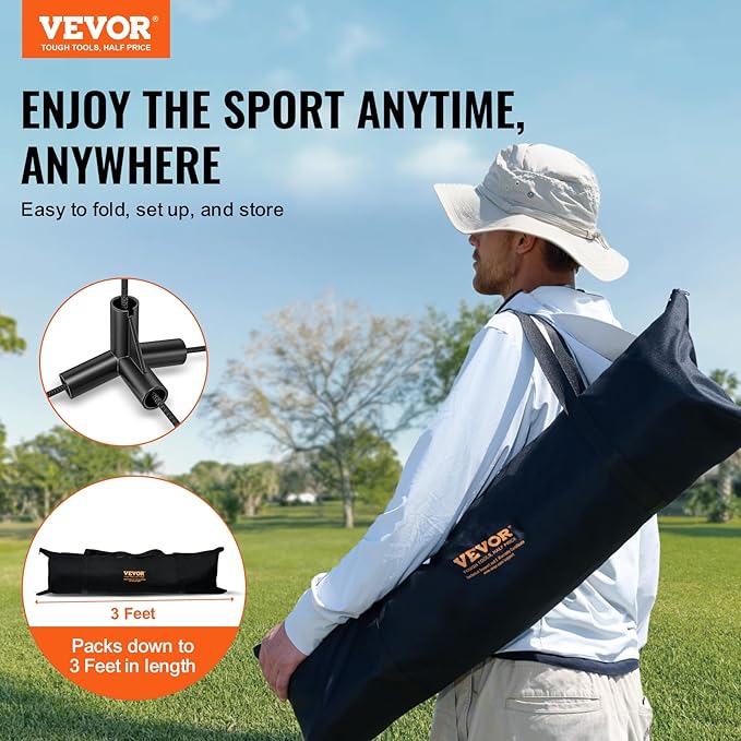 VEVOR Badminton Net, Height Adjustable Volleyball Net, Wide Foldable Pickleball Net, Portable Easy Setup Tennis Net Set with Poles, Stand and Carry Bag, for Kids Backyard Game Indoor Outdoor Use