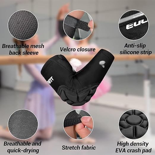 EULANT Soft Elbow Pads and Knee Pads for Kids Basketball Soccer,Breathable & Lightweight Compression Elbow and Knee Pad Guards,Sports Gear for Baseball Football Volleyball Wrestling Cycling(Large)