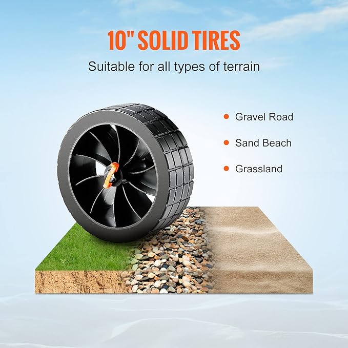 VEVOR Kayak and Canoe Trolley Cart with 10'' Solid Tires，320lbs Load Capacity with Adjustable Brackets and Straps，All-Terrain Durable Kayak Dolly cart