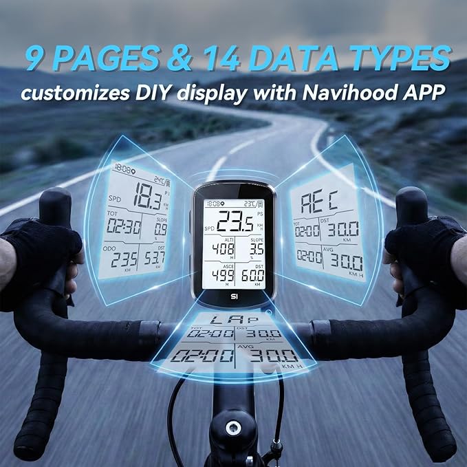 S1 Entry Level GPS Bike Computer Wireless, Laminated 2.8" Screen, Ultra Thin and Lightweight Bike Speedometer, IPX7 Waterproof