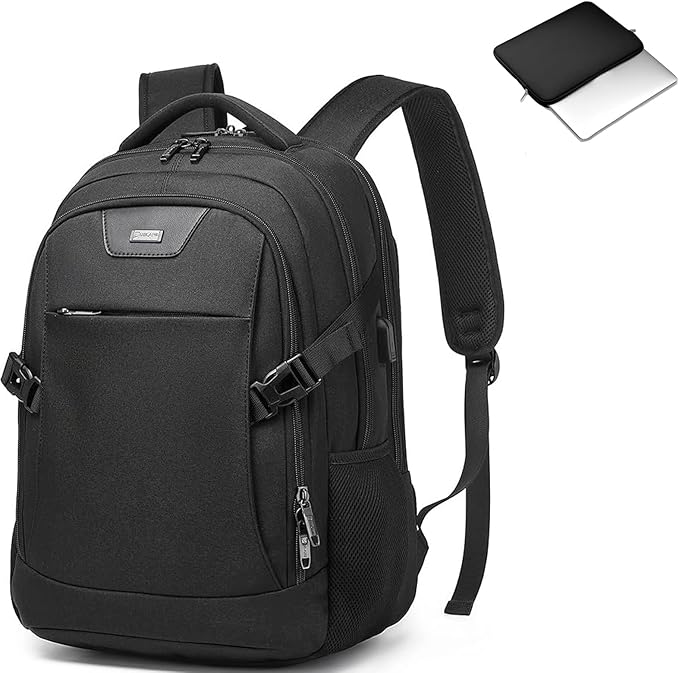 DUSLANG Anti-Theft Laptop Backpack, Black, 15.6-14-13 Inch Laptop Sleeve, USB Charging Port