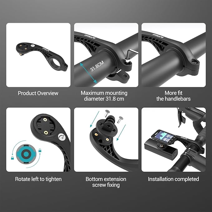 S2 Out Front Mount Compatible with Garmin Edge Bike Computer, XOSS, iGPSPORT - Cycling Handlebar 1.25''/ 31.8mm