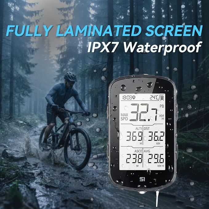 S1 Entry Level GPS Bike Computer Wireless, Laminated 2.8" Screen, Ultra Thin and Lightweight Bike Speedometer, IPX7 Waterproof