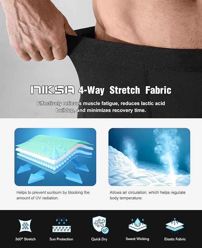 Niksa Cycling Shorts Men, 3D Padded Road and Mountain Bike Shorts, Breathable and Quick Dry with 3 Pockets Cycle Short Large Black