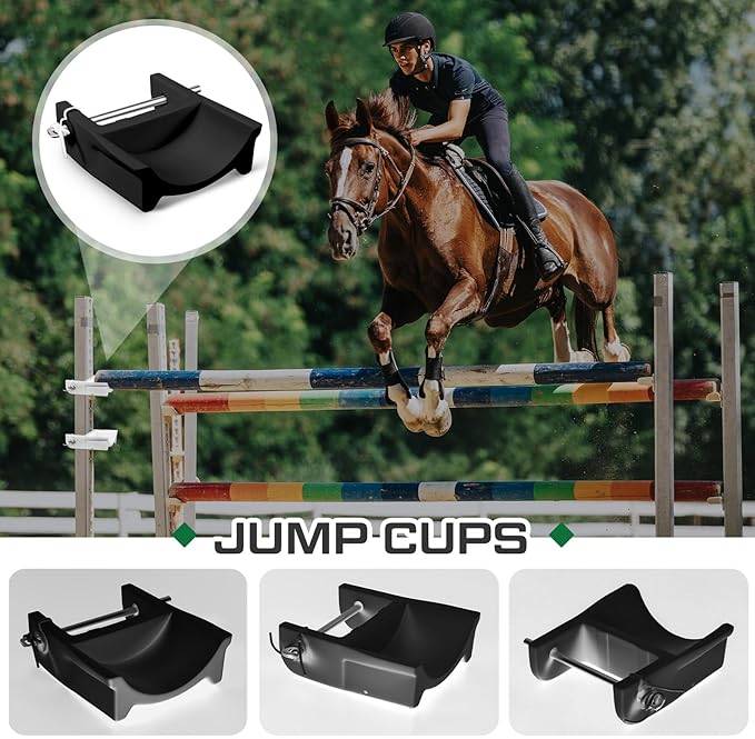 Abbylike 4 Pairs (8 Pieces) Jump Cups Plastic Horse Jump Cups with Pin Fits Standards Uprights Lightweight Durable for Hobby Horse Jumper Equestrian Activities