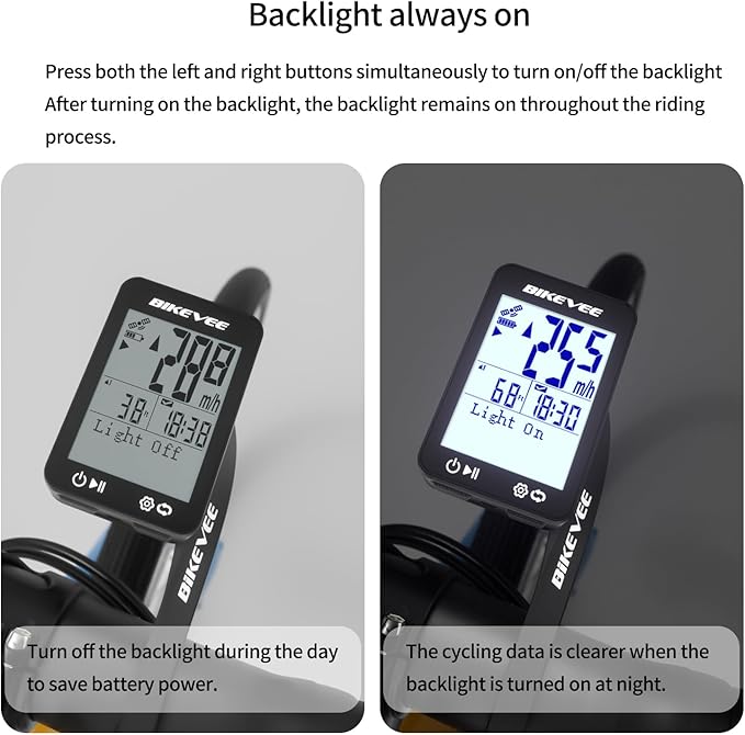GPS Bike Computer Wireless Bicycle Speedometer Odometer 9 Languages Auto Backlight Auto Start Stop IPX7 Waterproof 2.4 Inch LCD Supports MPH KMH