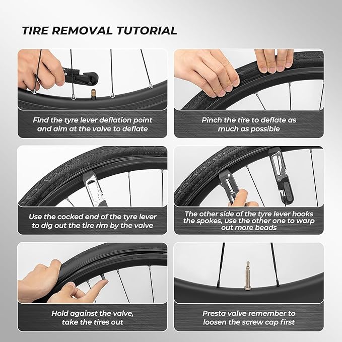 ROCKBROS Bike Tire Levers Kit - 14 IN 1 Portable Bike Multitool with Mini Ratchet Wrench, Bike Tire Levers, Cone Wrenches & File Blade for MTB, Road Bicycle