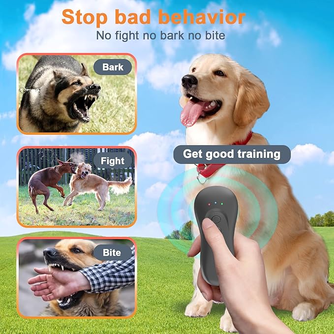 Dog Bark Deterrent Device,Anti-Barking Device,Up to 15Ft Long Range & Rechargeable Bark Control,Stop Barking Dog Devices,Safe for Dogs Training,Indoor & Outdoor(Black)