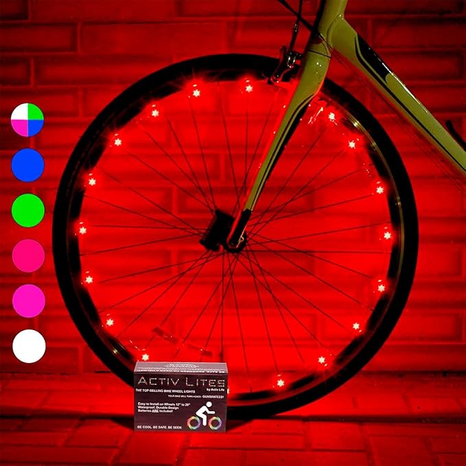 Activ Life LED Bike Wheel Lights with Batteries Included! Get 100% Brighter and Visible from All Angles for Ultimate Safety & Style (1 Tire Pack)