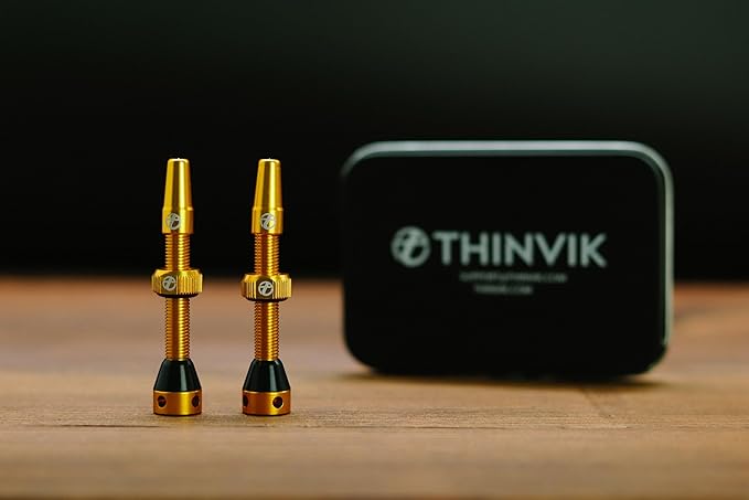 Thinvik Presta Tubeless Valve Stem 44/48/65/70/85mm,Super Light Alloy Presta Tubeless Valve Stem Kit for Tubeless Tires-2 Tubeless Valve Stem (with Aluminum Alloy Valve Cap) + Valve Core Removal Tool