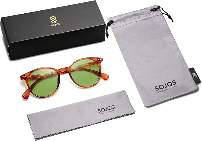 SOJOS 小さめ 丸型 クラシック 偏光サングラス レディース メンズ ヴィンテージスタイル UV400レンズ MAY SJ2113