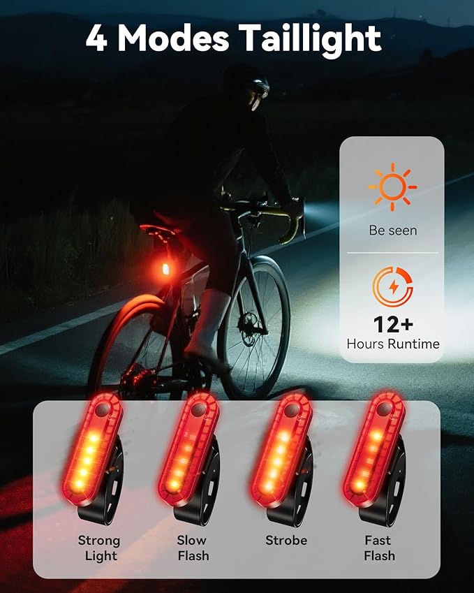 LED Bike Lights for Night Riding, USB Rechargeable Bicycle Headlight, 2025 New Aluminum Alloy Waterproof Bicycle Lights, 6+4 Modes for Adult Kids Road Cycling (Black)