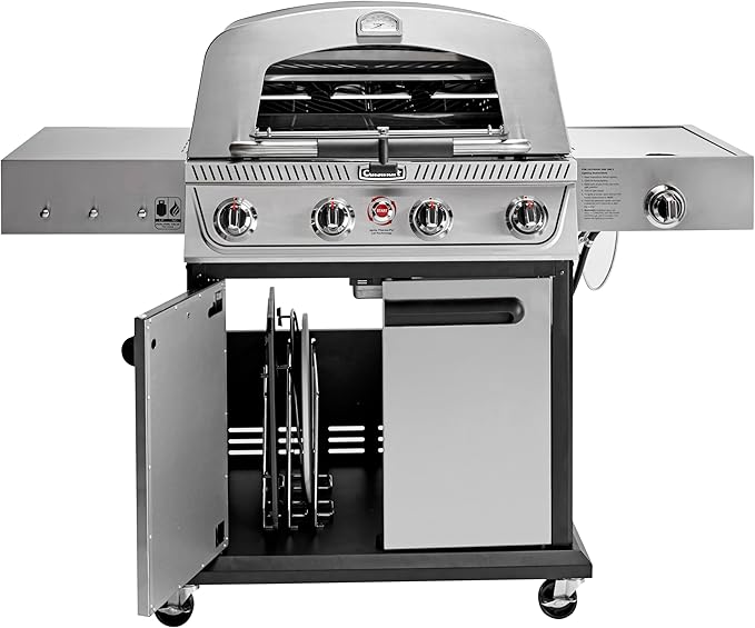 Cuisinart Propel+ 4-Burner 3-in-1 Gas Grill, Stainless Steel Versatile Grill, Griddle & Pizza Oven with Pizza Stone, Convertible to Natural Gas, Side Burner & Integrated Storage, Perfect for BBQs