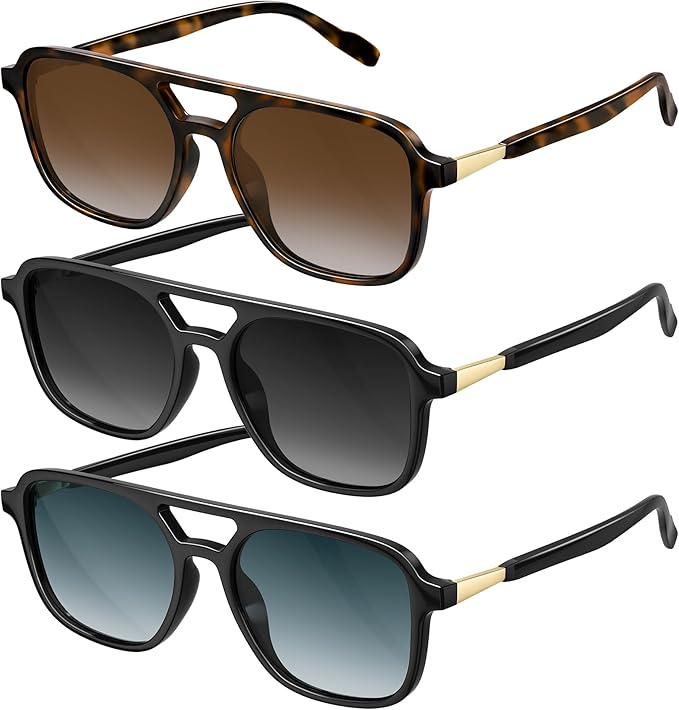 Retro Aviator Sunglasses for Women Men:Polarized Trendy Vintage 70s Rectangle Womens Shades Sun Glasses UV Protection