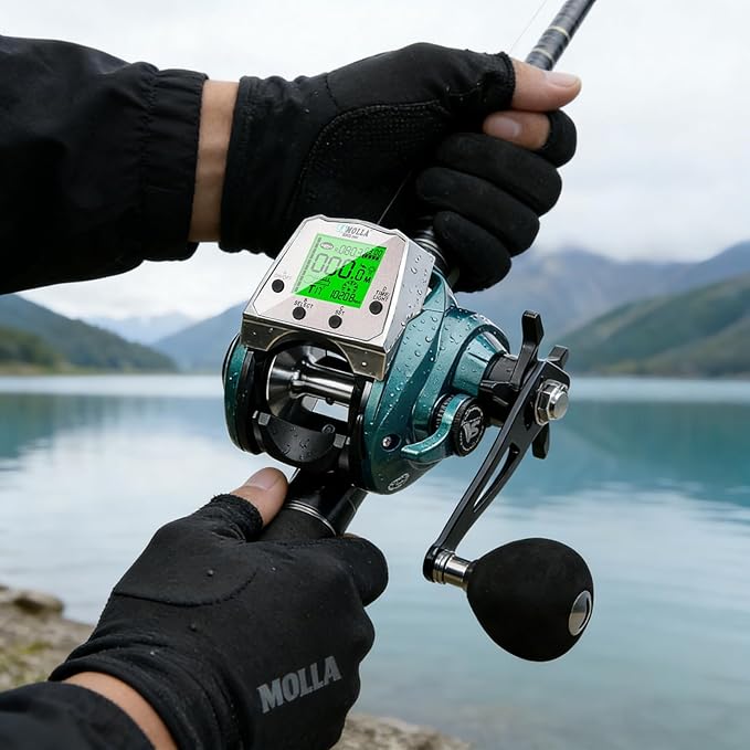 Digital Baitcasting Fishing Reel with LCD Display,8 oz Ultralight Electric Baitcaster Reel, 22-35 Lb Max Drag,6.3:1/7.2:1 Gear Ratio,Left/Right Handed,Compact Design for Freshwater & Saltwater