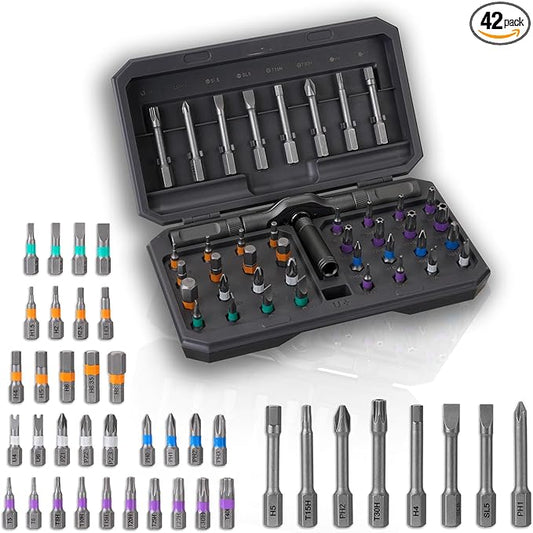 42 in 1 Magnetic Screwdriver Set, Magnetic Ratcheting Screwdriver Set with T Handle, Multi-Bit Magnetic Driver with Case, Portable Compact Repair Tool Kit for Electronics, Furniture & DIY