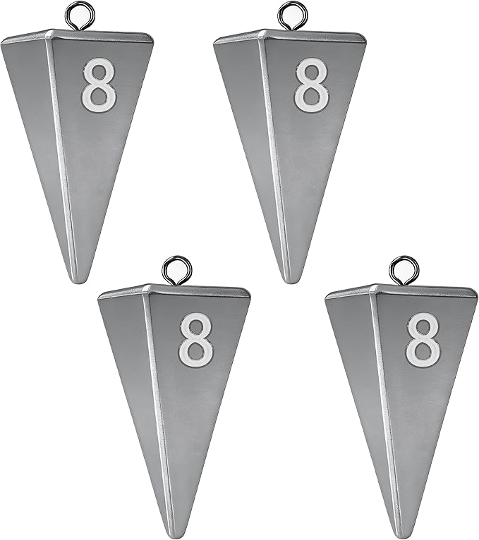 Pyramid Sinkers Fishing Weights, Saltwater Fishing Sinkers for Surf Fishing Gear Tackle - 1oz, 2oz, 3oz