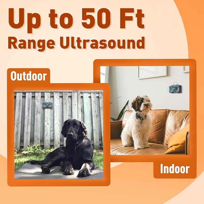 Dog Bark Deterrent Devices - Anti Barking Device for Dogs Indoor & Outdoor Up to 50 Ft, Rechargeable Ultrasonic Dog Barking Silencer with 3 Adjustable Modes Safe for Dogs & People