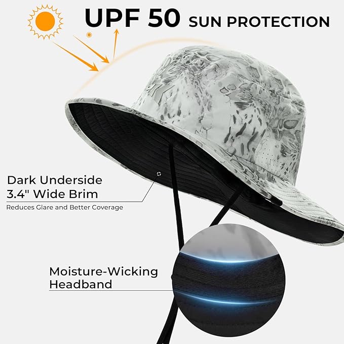 KastKing Sol Armis UPF 50 Boonie Hat - Sun Protection Hat, Fishing Hat, Beach & Hiking Hat, Paddling