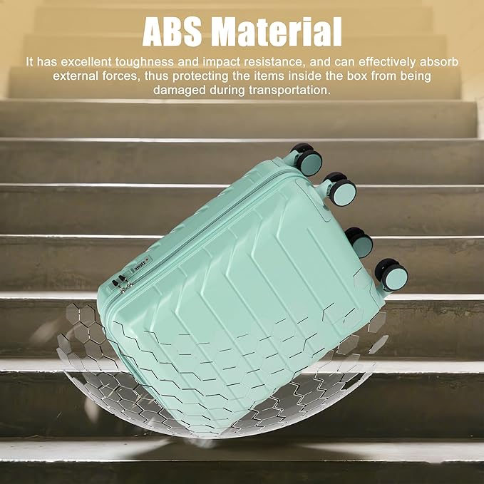 20 Inch ABS Hard Shell Travel Checked Luggage With Combination Lock, Blue