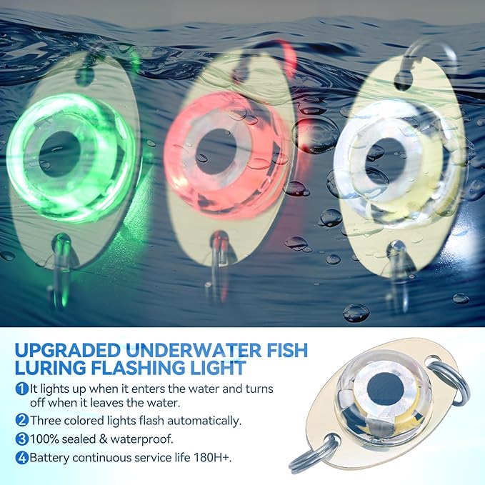 LED水中釣りルアー、LEDライトベイトフラッシャー、ディープドロップ釣りルアー、魚眼誘引ライトベイトルアーランプ 5個セット