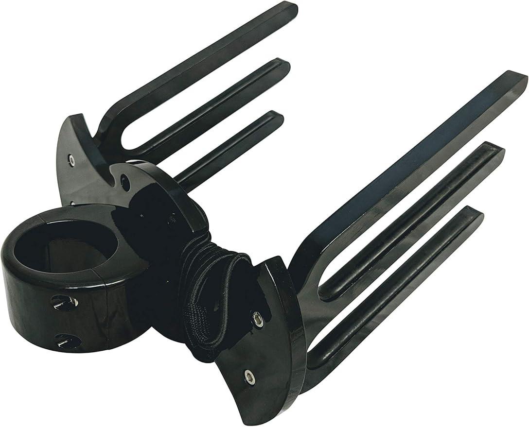 Krypt Towers Universal Swivel Wakeboard Tower Rack - Black 6061 Aluminum, Fits 2 Boards, Boat Tower Accessories, Secure Bungee, Rubber Inserts, Adjustable Clamp Sizes 1.75"–2.5"