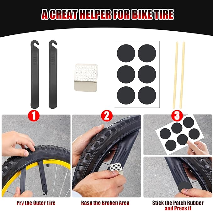 28Pcs Bike Tool Kit Portable, 1/4 Inch Small Torque Wrench Magnetic Ratchet Screwdriver Set, Bicycle Repair Kit Compact for Mountain Road Electric E Ebike, Bike Tire Tube Patch with Mini Pump