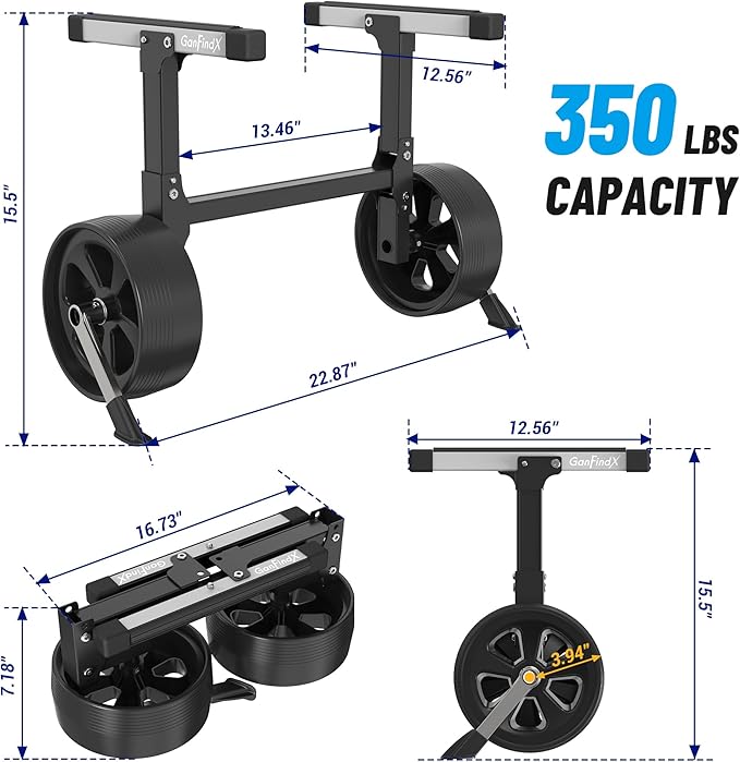 GanFindX Kayak Cart Heavy-Duty Aluminum Foldable Kayak Canoe Trolley with Adjustable Elastic Straps | Portable Lightweight Kayak Cart Dolly