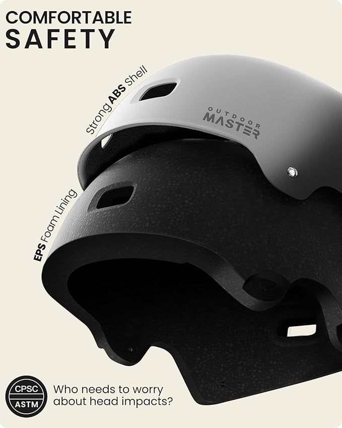 OutdoorMaster スケートボード サイクリング ヘルメット - 取り外し可能なライナー2枚付き 通気性 多用途 スポーツ スクーター ローラースケート インラインスケート ローラーブレード 子供 ユース 大人用