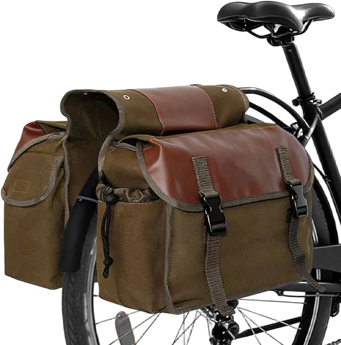 YAPJEB Bike Bags for Bicycle Rear Rack, Black Green Khaki Trunk Pannier Saddle Seat Bag Carrier for Commuter Cycling Travel(Khaki)